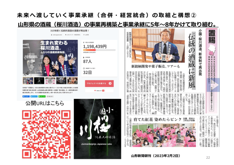 M&Aセミナー2023 : 石井宏和氏のスライド「桜川酒造の紹介記事」